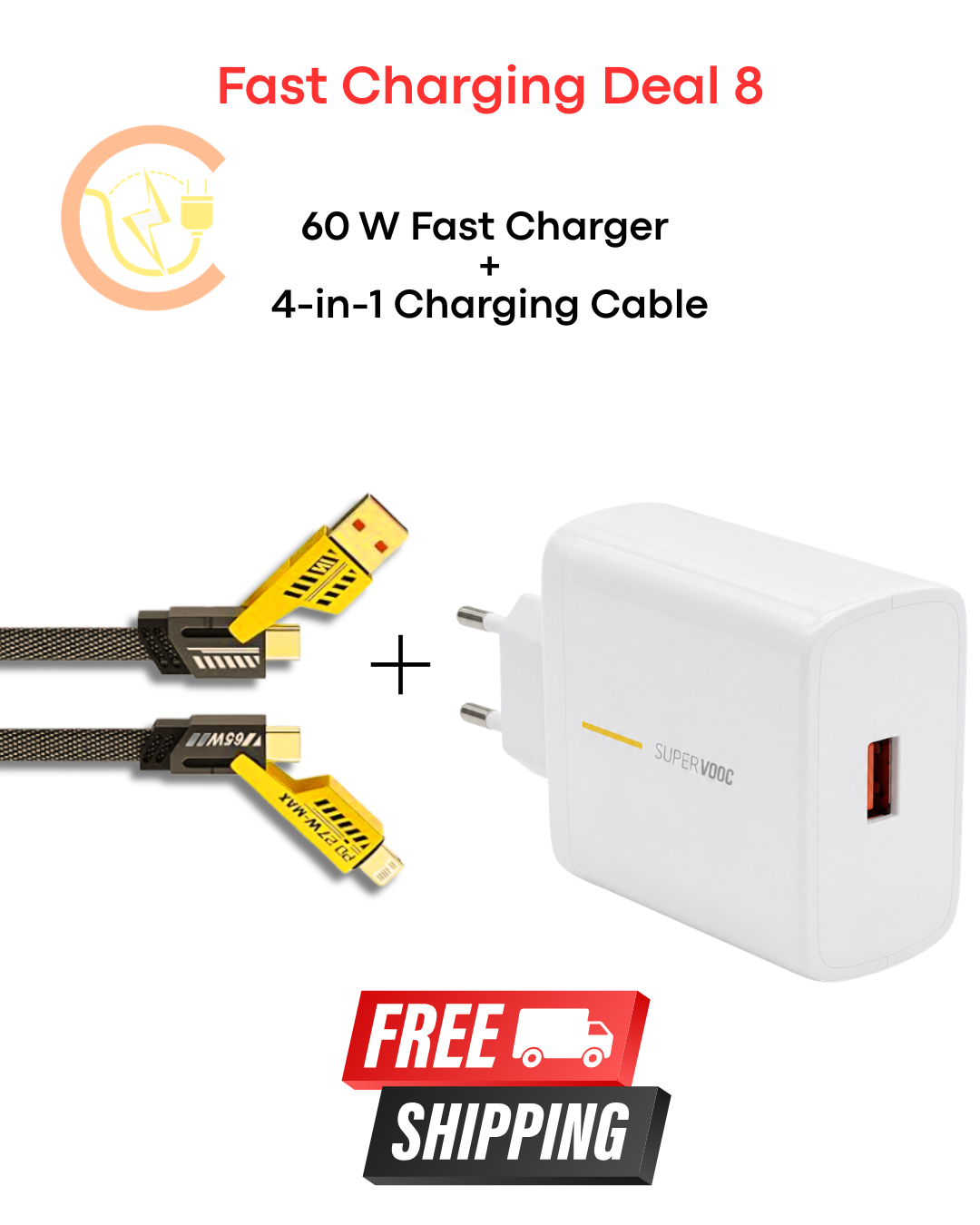 Chargentoo 60W Fast Charger + 4-in-1 Universal Charging Cable