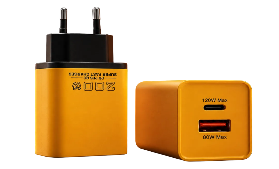 200W GaN Fast Charger | Chargentoo Dual Port USB-C 120W + USB-A 80W Wall Charger (EU Plug)