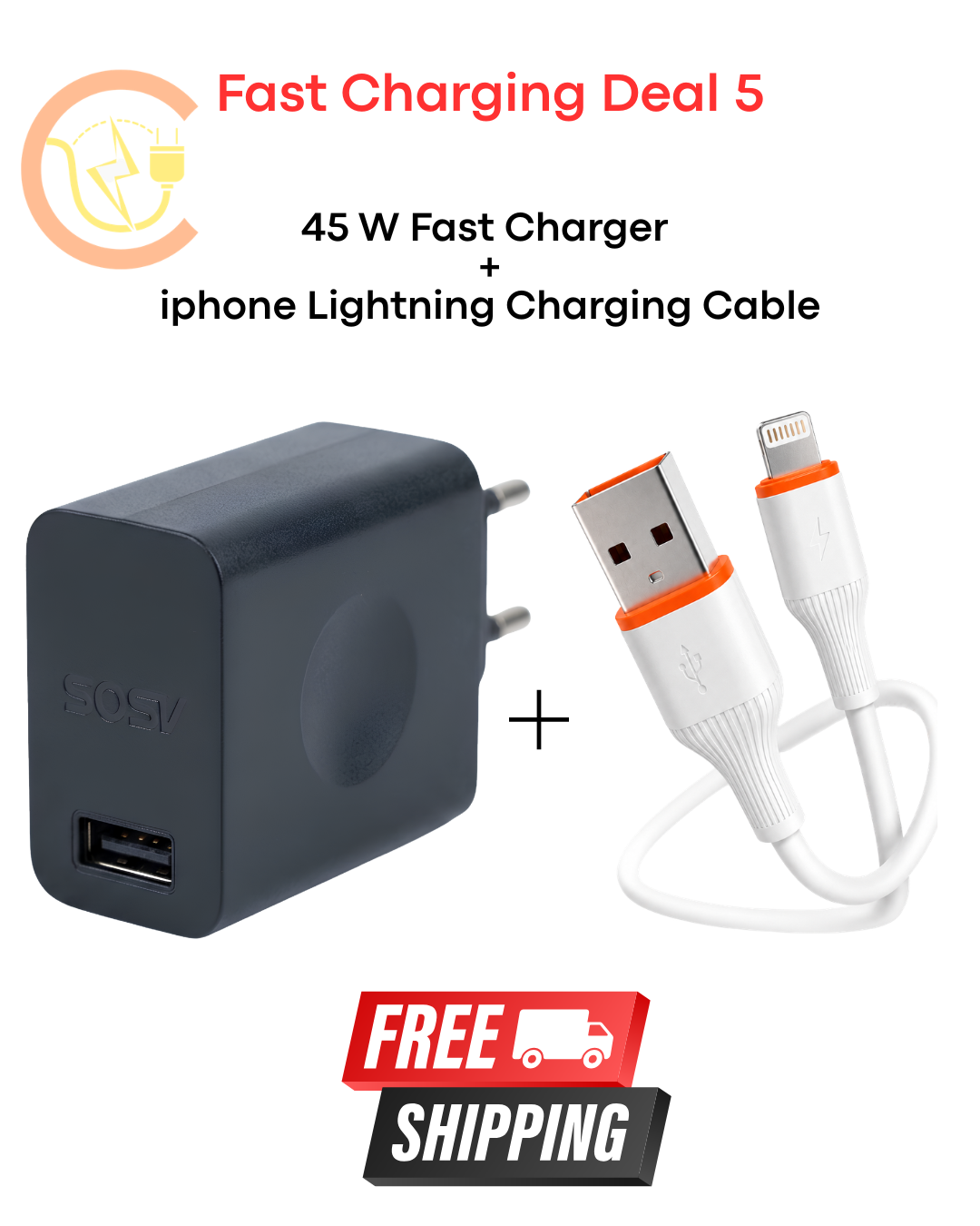 Chargentoo 45W Fast Charger + iPhone Lightning Charging Cable