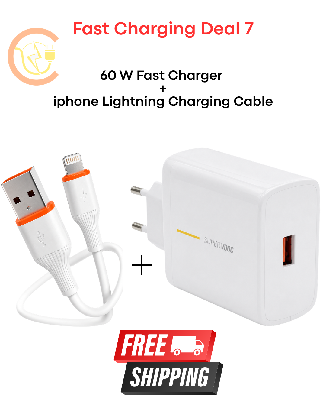 Chargentoo 60W Fast Charger + iPhone Lightning Charging Cable
