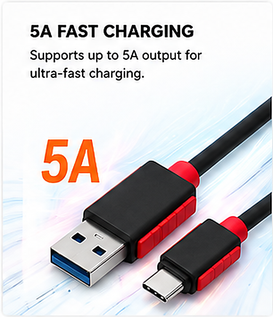 Chargentoo USB-A to USB-C Fast Charging Cable | 5A Super Charge & Data Sync