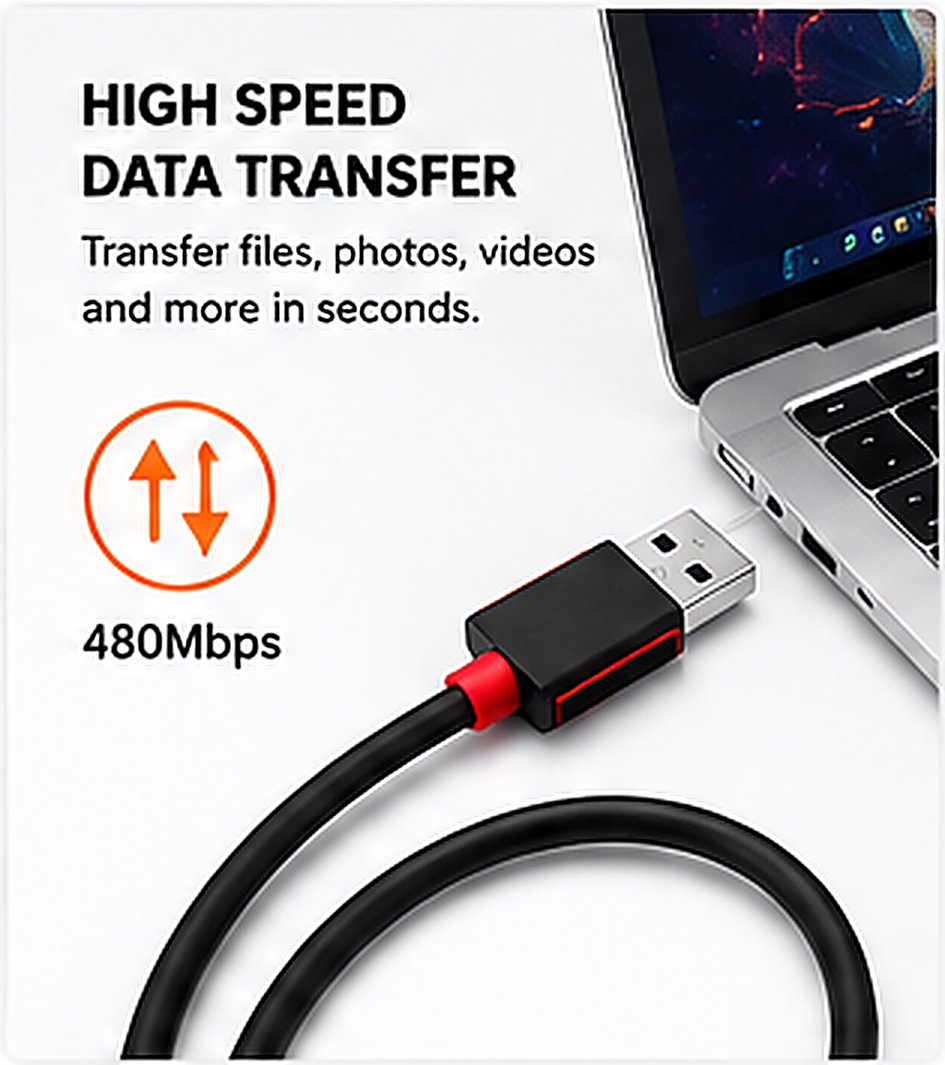 Chargentoo USB-A to USB-C Fast Charging Cable | 5A Super Charge & Data Sync