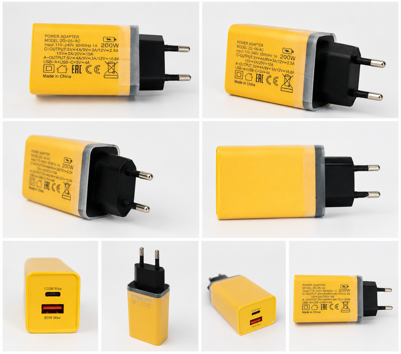200W GaN Fast Charger | Chargentoo Dual Port USB-C 120W + USB-A 80W Wall Charger (EU Plug)