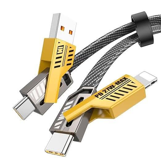 Chargentoo 4-in-1 Fast Charging Cable | USB-A & USB-C to USB-C, Lightning & Micro-USB (27W Max)